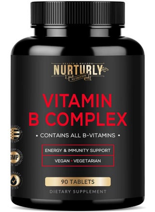 NURTURLY Vitamin B Complex - Contains All Essential B Vitamins - B1, B2, B3, B5, B6, B7, B9, B12 and Biotin - Super B Complex Vitamins for Energy, Immunity and Mood Support - 90 Tablets - pzsku/ZABA666A8F3941AD6C66DZ/45/_/1735907692/097ec1df-9752-45ac-9480-bd28812017f2