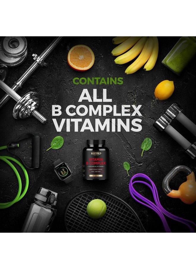NURTURLY Vitamin B Complex - Contains All Essential B Vitamins - B1, B2, B3, B5, B6, B7, B9, B12 and Biotin - Super B Complex Vitamins for Energy, Immunity and Mood Support - 90 Tablets