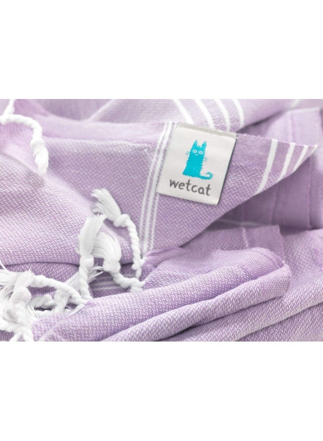 WETCAT Turkish Beach Towel Oversized 38x71 100 Turkish Cotton Made in Turkey  Sand Free Extra Large Ultra Soft Quick Drying Compact  Lightweight for Travel  Lilac - Image 4