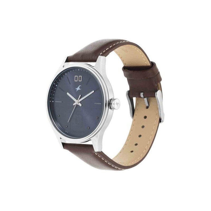 Fastrack Men Leather Bare Basics Analog Blue Dial Watch-3247Sl01/Np3247Sl01, Band Color-Brown - Image 5