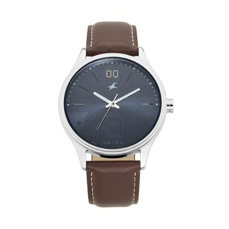 Fastrack Men Leather Bare Basics Analog Blue Dial Watch-3247Sl01/Np3247Sl01, Band Color-Brown - Image 1