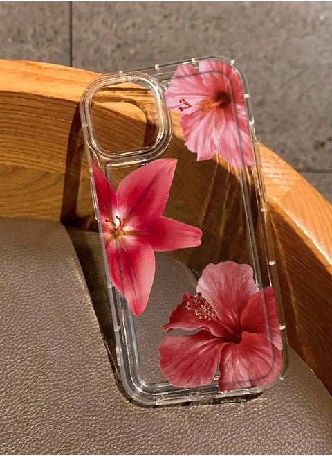 Realistic Lily Flower Printed Clear Case Compatible with iPhone