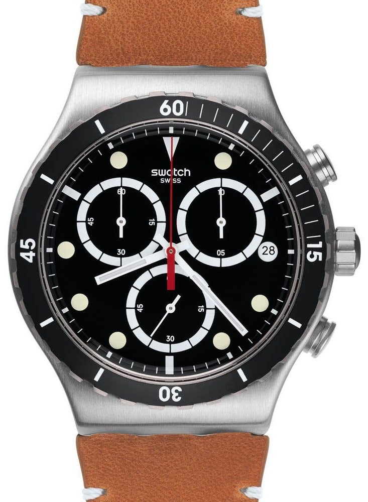 Swatch ساعة يد مقاومة للماء بحركة كوارتز غير منظمة للجنسين - 43 ملم - Image 1