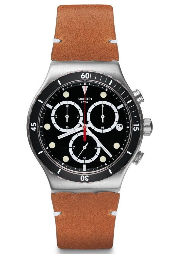 Swatch ساعة يد مقاومة للماء بحركة كوارتز غير منظمة للجنسين - 43 ملم - Image 2