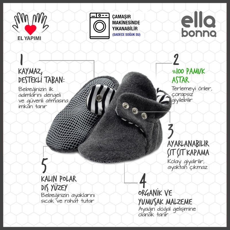 Ella Bonna Non-Slip Sole Booties for Girls and Boys Baby Slippers Home Boots  - Image 3