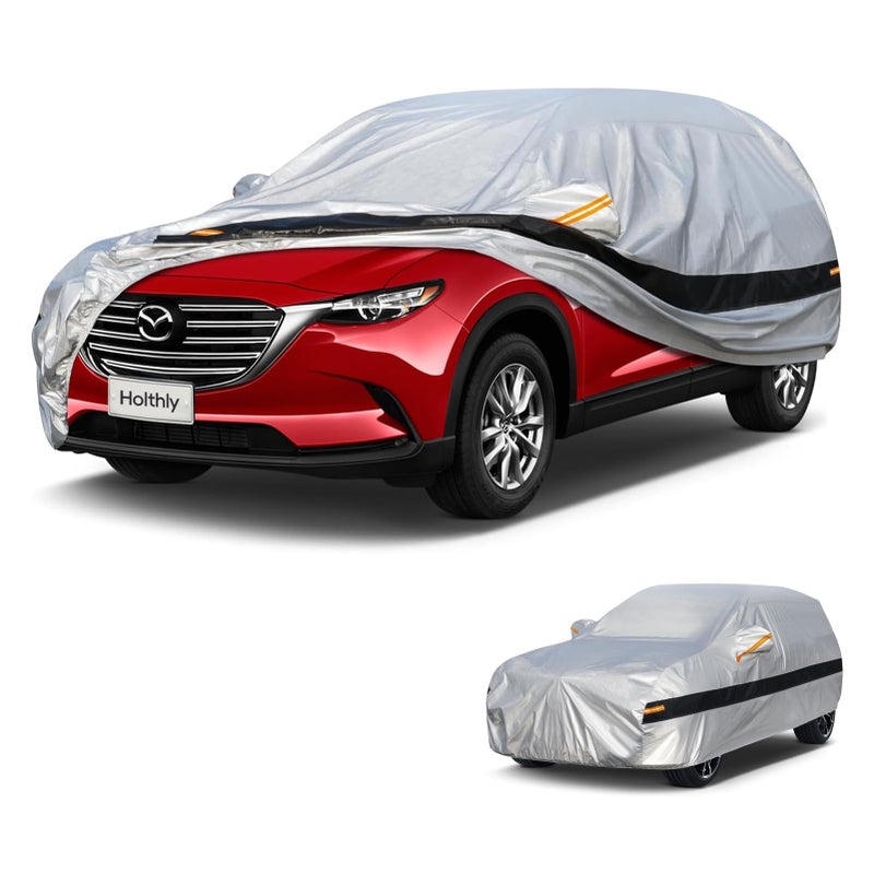 Holthly 10 Layers SUV Car Cover Custom Fit for Mazda CX5 CX5 CX50 CX50 20122024 Waterproof All Weather for Automobiles Outdoor Full Cover Rain Sun UV ProtectionSilver