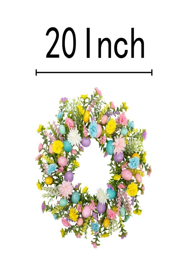 VGIA 20 Inch Easter Wreath for Front Door Easter Egg Decorations Spring FlowerWreath Gifts Party Holiday Wall Home Window Decor - Image 2