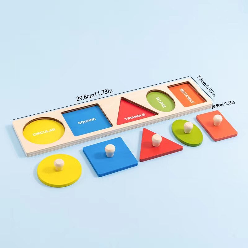 Wooden Early Childhood Teaching Aids Jigsaw Puzzle Montessori Teaching Aids Geometric Shape Panel Shape Matching Clutch Toy - Image 5