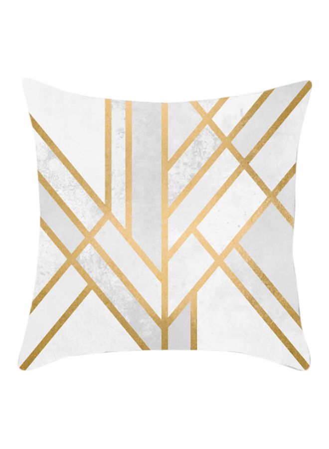 NIBEMINENT Geometric Shape Printed Cushion Cover White/Gold 45x45cm