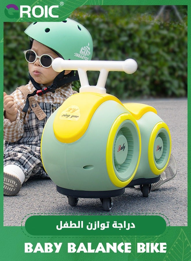 GROIC دراجة توازن للأطفال مع أضواء وموسيقى بأربع عجلات، سيارة بيبي فستق، سيارة ركوب لطيفة مع 4 عجلات عالمية، هدية دراجة توازن للأطفال من 1-3 سنوات - Image 2