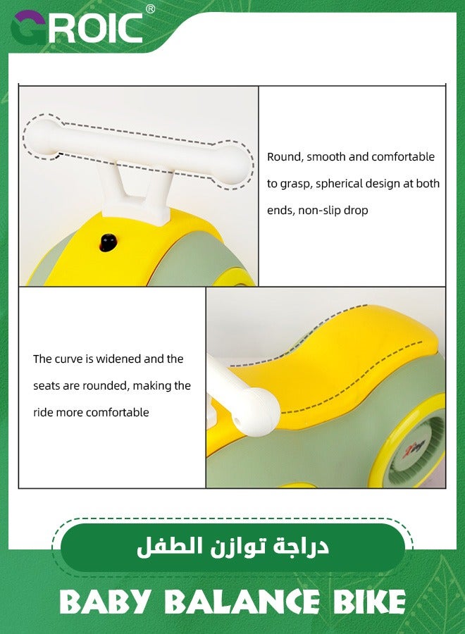 GROIC دراجة توازن للأطفال مع أضواء وموسيقى بأربع عجلات، سيارة بيبي فستق، سيارة ركوب لطيفة مع 4 عجلات عالمية، هدية دراجة توازن للأطفال من 1-3 سنوات - Image 4