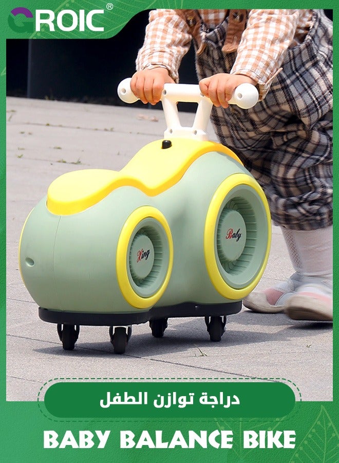 GROIC دراجة توازن للأطفال مع أضواء وموسيقى بأربع عجلات، سيارة بيبي فستق، سيارة ركوب لطيفة مع 4 عجلات عالمية، هدية دراجة توازن للأطفال من 1-3 سنوات - Image 5