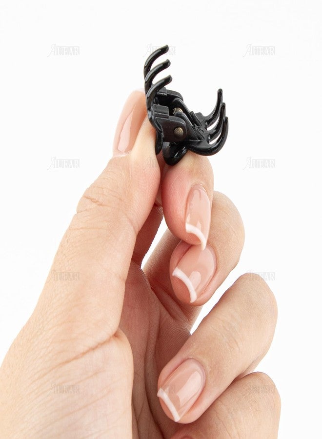 أوير AUEAR، عبوة من 24 مشبك شعر صغير بلاستيكي للبنات والسيدات، أسود، صغير الحجم - Image 4