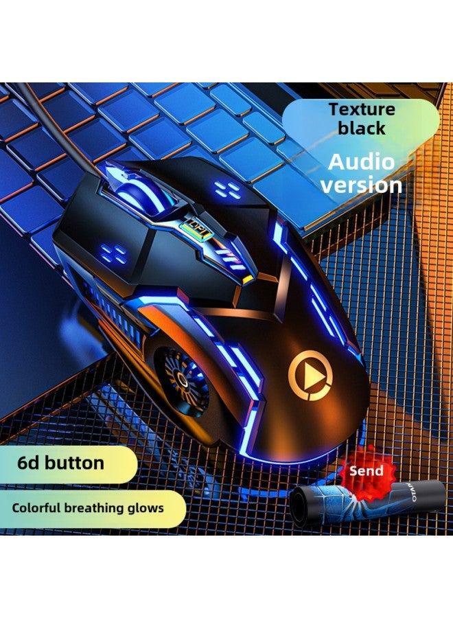 Silver Carving G15 Mechanical Mouse Wired Mute Game E-Sports Home Office Desktop Laptop Universal USB-Color:Gw Black  + Mouse Pad-Interface:Official Standard - Image 1