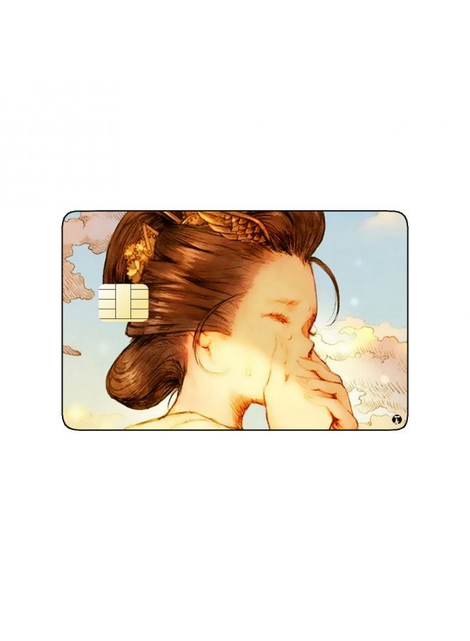 RKN PRINTED BANK CARD STICKER Aesthetic Woman Drawing With Clouds - Image 2
