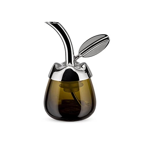 Alessi "Fior d'olio" Pourer For Olive Oil Bottle in 18/10 Stainless Steel Mirror Polished And Thermoplastic Resin With Taster in Glass, Silver - Image 1