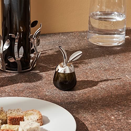 Alessi "Fior d'olio" Pourer For Olive Oil Bottle in 18/10 Stainless Steel Mirror Polished And Thermoplastic Resin With Taster in Glass, Silver - Image 4