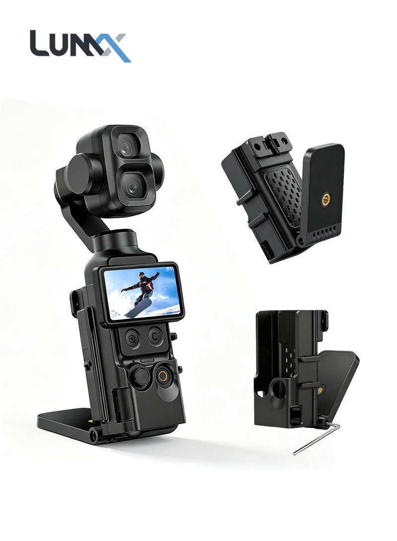 Lumox Magnetic Extension Bracket for DJI Osmo Pocket 3 / 4 / 4 Pro, Multifunctional Magnetic Stand with Cold Shoe Mount, 1/4" Screw Hole & Foldable GoPro Interface - Image 1
