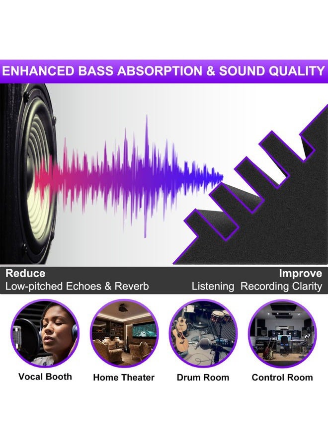 TroyStudio Bass Traps - 12 Pcs 4 X 4 X 12 Inches Dense Thick Studio Bass Foam Corner, Acoustic Treatment Panel Absorbing Echo Reverb, Low Frequency Sound Absorber for Music Room Home Recording Studio - Image 3