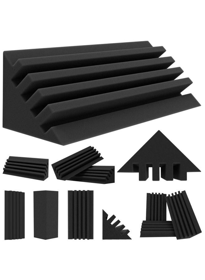 TroyStudio Bass Traps - 12 Pcs 4 X 4 X 12 Inches Dense Thick Studio Bass Foam Corner, Acoustic Treatment Panel Absorbing Echo Reverb, Low Frequency Sound Absorber for Music Room Home Recording Studio - Image 1