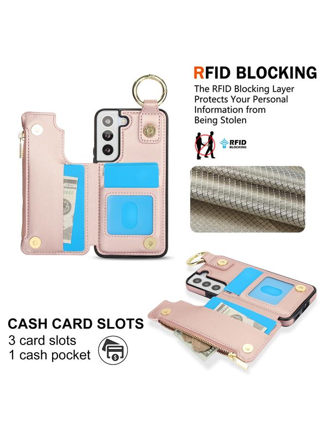 S-TOP Case For Samsung Galaxy S22 5G RFlD Anti-theft Double Buckle Ring Zipper Card Phone Case - Image 3