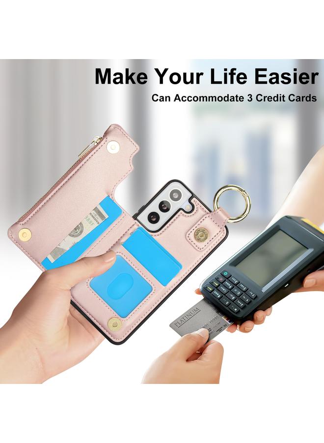 S-TOP Case For Samsung Galaxy S22 5G RFlD Anti-theft Double Buckle Ring Zipper Card Phone Case - Image 5