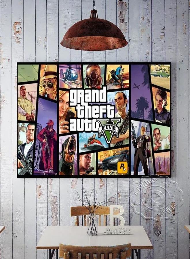 لوحة فنية مطبوعة على قماش قديم من لعبة GTA 5 San Andreas Vice City، صور جدارية لتزيين غرفة المعيشة والمنزل - Image 1