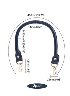 Excefore 2 Pcs Leather Shoulder Bag Replacement Handles, 40cm Leather Replacement Handles with Swivel Lobster Buckles, Suitable for Mini Clutch Purse DIY Bag Accessories (Prussian Blue)  - Image 5