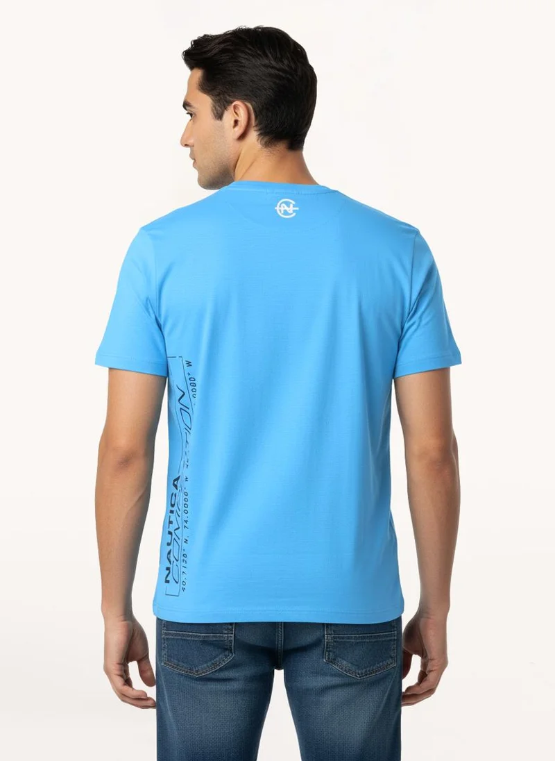 نوتيكا تيشيرت رجالي بأكمام قصيرة وطبعة