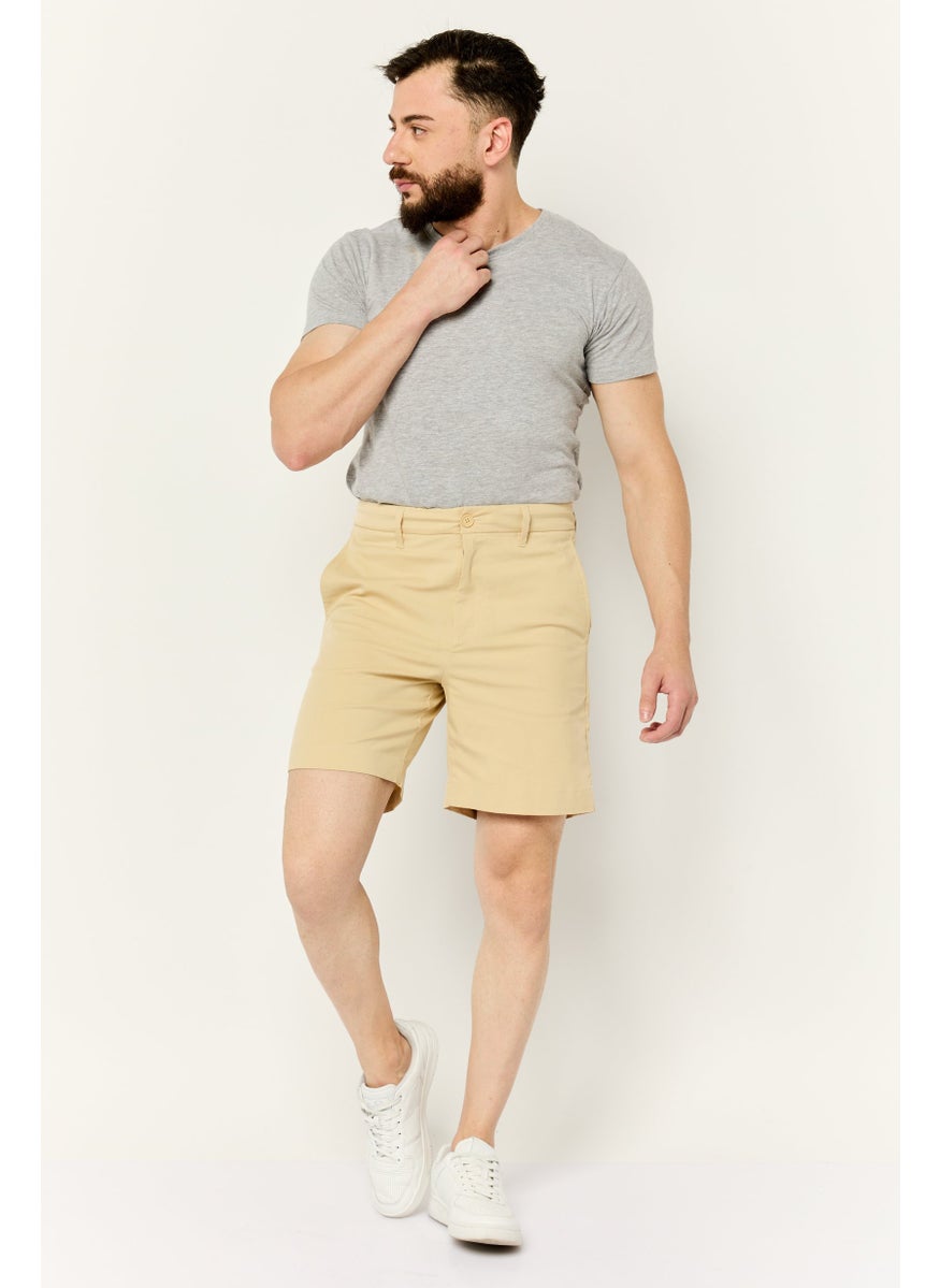 ESPRIT Men Solid Chino Shorts, Beige  - Image 3