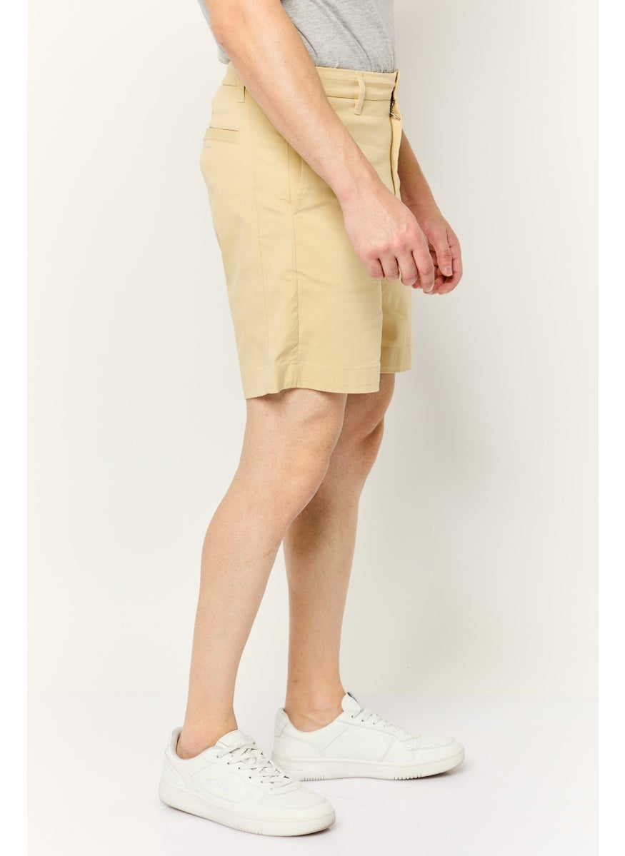 ESPRIT Men Solid Chino Shorts, Beige  - Image 2
