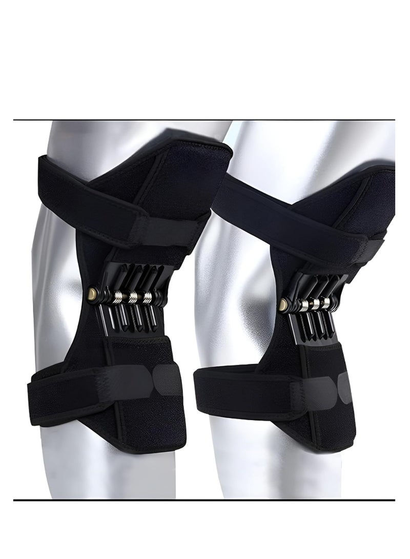 دعامة الركبة الربيعية القوية - دعم مفصل الركبة لتخفيف آلام التهاب المفاصل - مناسبة للجري والمشي وتسلق الجبال والقرفصاء - تهوية عالية ومقاس واحد - مضادة للانزلاق ومعززة للطاقة قطعتين - Image 1