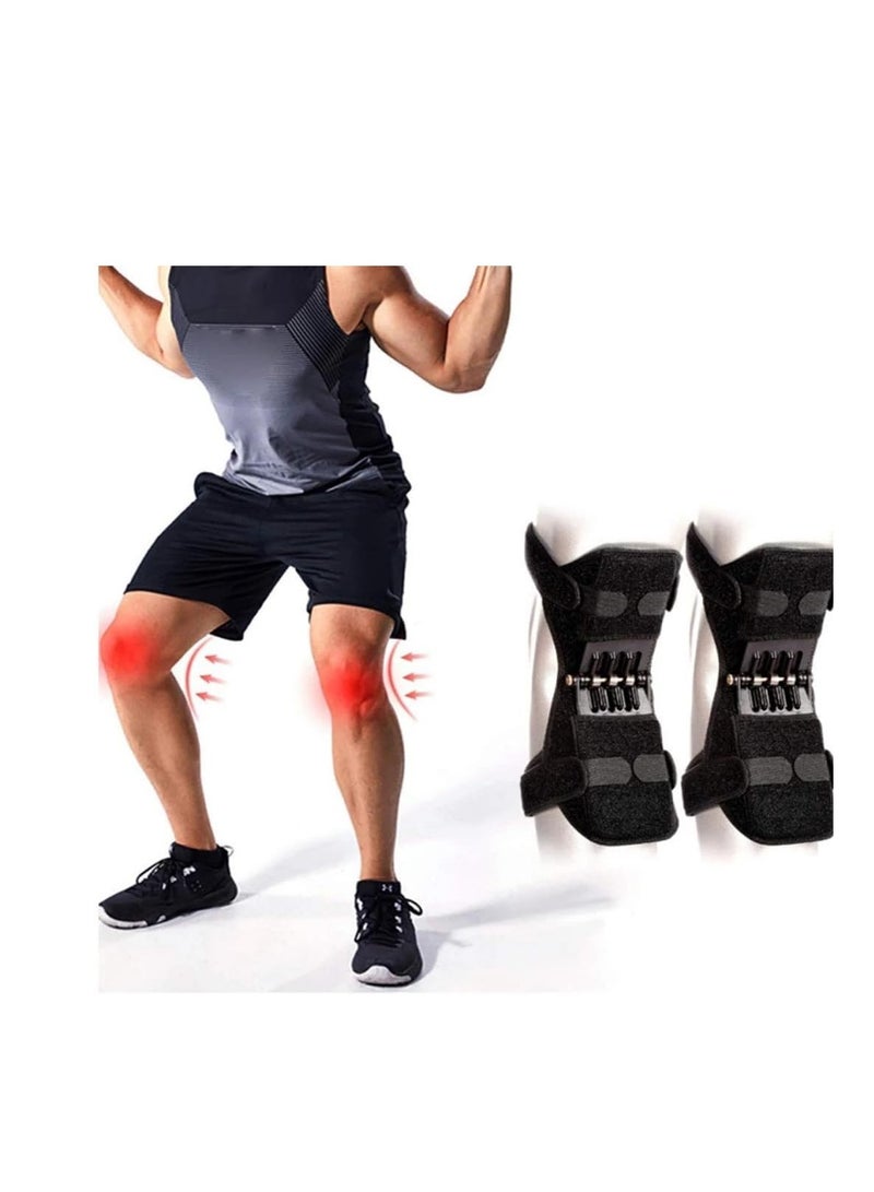 دعامة الركبة الربيعية القوية - دعم مفصل الركبة لتخفيف آلام التهاب المفاصل - مناسبة للجري والمشي وتسلق الجبال والقرفصاء - تهوية عالية ومقاس واحد - مضادة للانزلاق ومعززة للطاقة قطعتين - Image 2