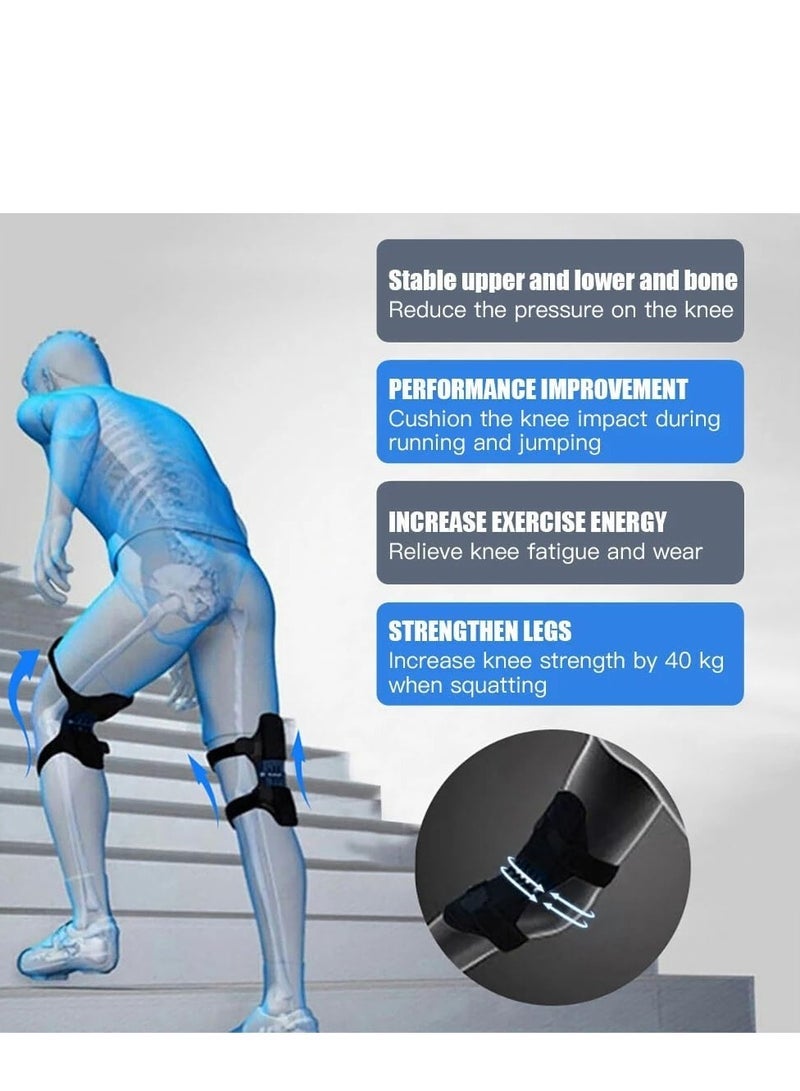 دعامة الركبة الربيعية القوية - دعم مفصل الركبة لتخفيف آلام التهاب المفاصل - مناسبة للجري والمشي وتسلق الجبال والقرفصاء - تهوية عالية ومقاس واحد - مضادة للانزلاق ومعززة للطاقة قطعتين - Image 4