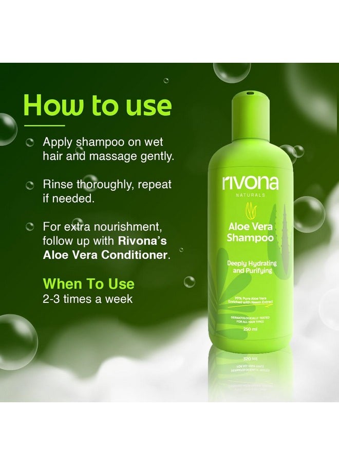 RIVONA NATURALS - Pure Aloe Vera Shampoo, Zero Chemicals Natural Hydrating Shampoo L For Soft, Smooth Hair L For Men & Women |Vegan | Sulphate And Paraben Free |250 Ml - Image 1