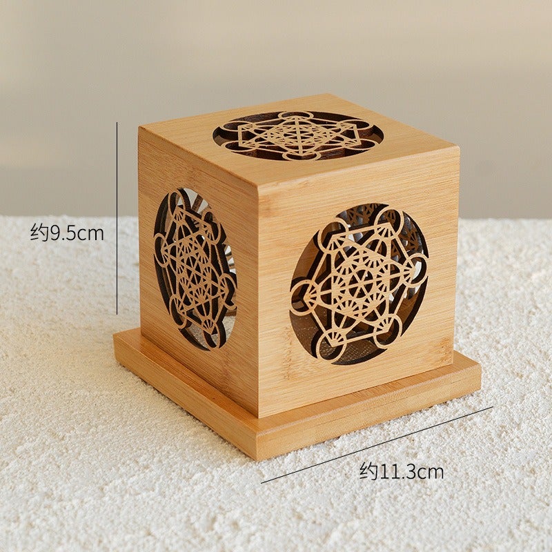 Crystal Demagnetizing Sacred Wood Burner, Tower Incense Holder, White Sage Purification Box, Bamboo Geometric Container