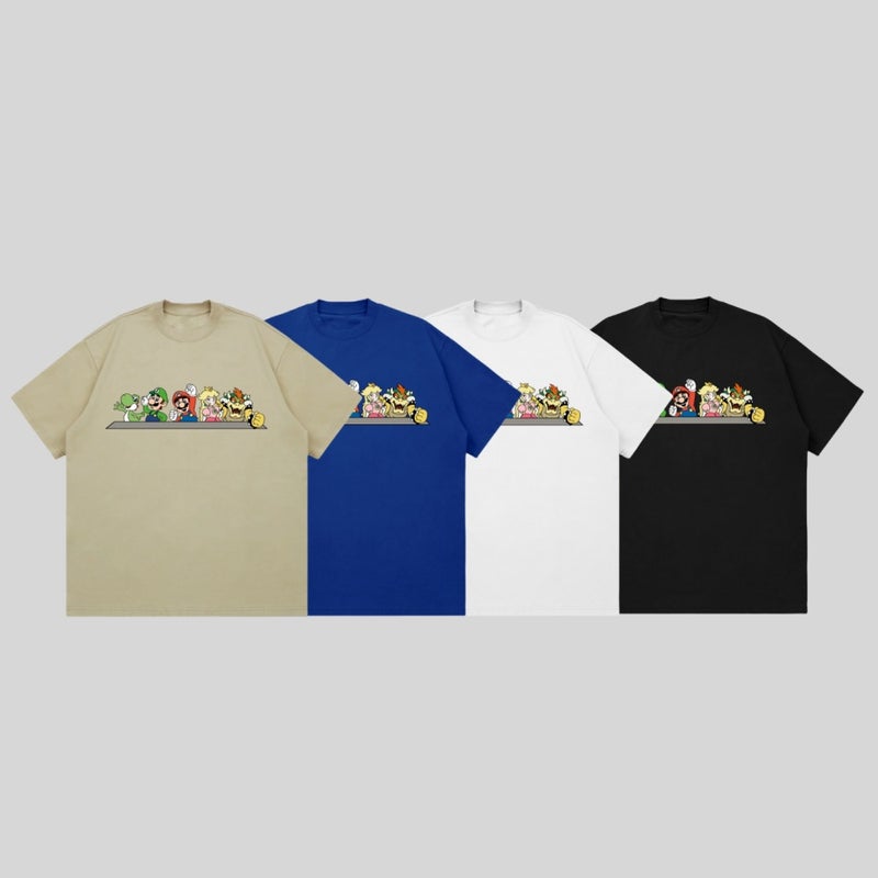 Summer Heavyweight 260G Creative Mario Cartoon Printing Casual T-Shirt Printing Joker Niche Ins Short Sleeve Breathable - Image 4