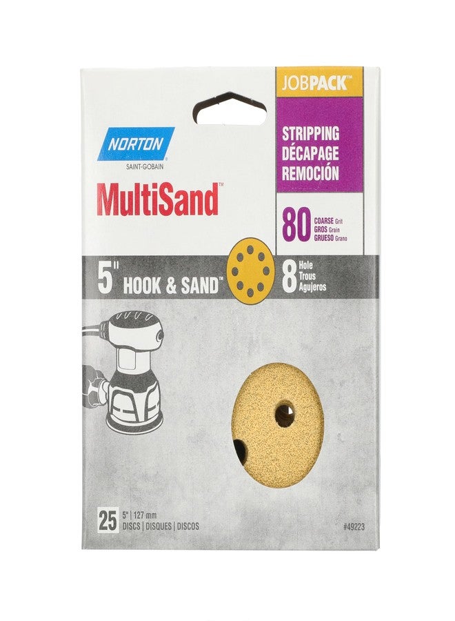 Norton 5" Norton 49223 MultiSand Hook & Loop 8-Hole Sanding Disc, P80-Grit, 25-Pack - Image 2
