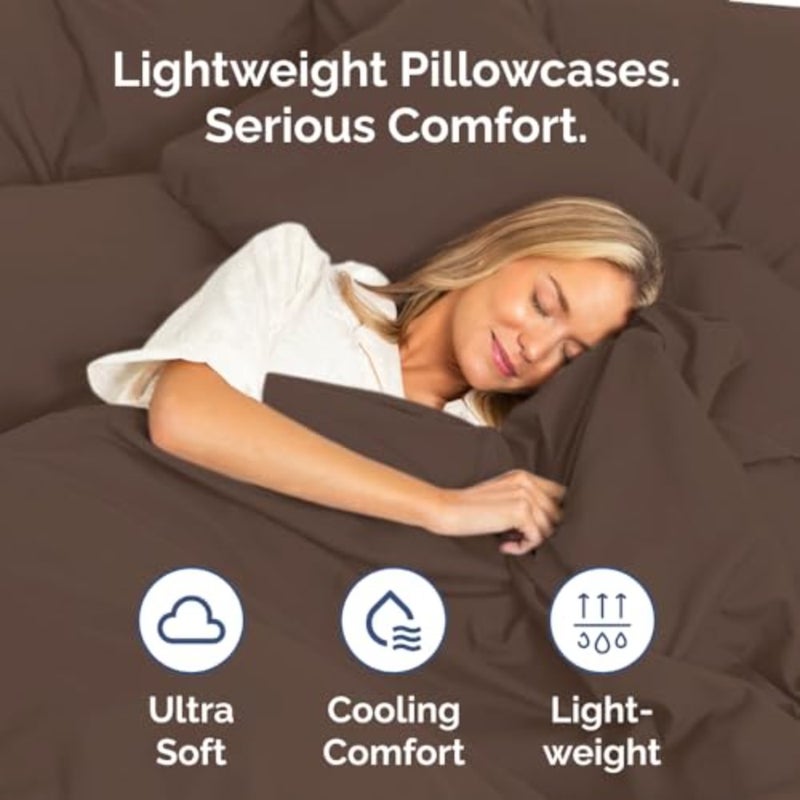 Pillow Cases Set of 2 - Ultra Soft Hotel Quality Pillowcase Covers - Comfy, Cozy and Wrinkle Free - Shrinkage, Stain and Fade Resistant - Machine Washable Pillow Protectors - 2 Pcs Set - Brown - Image 3