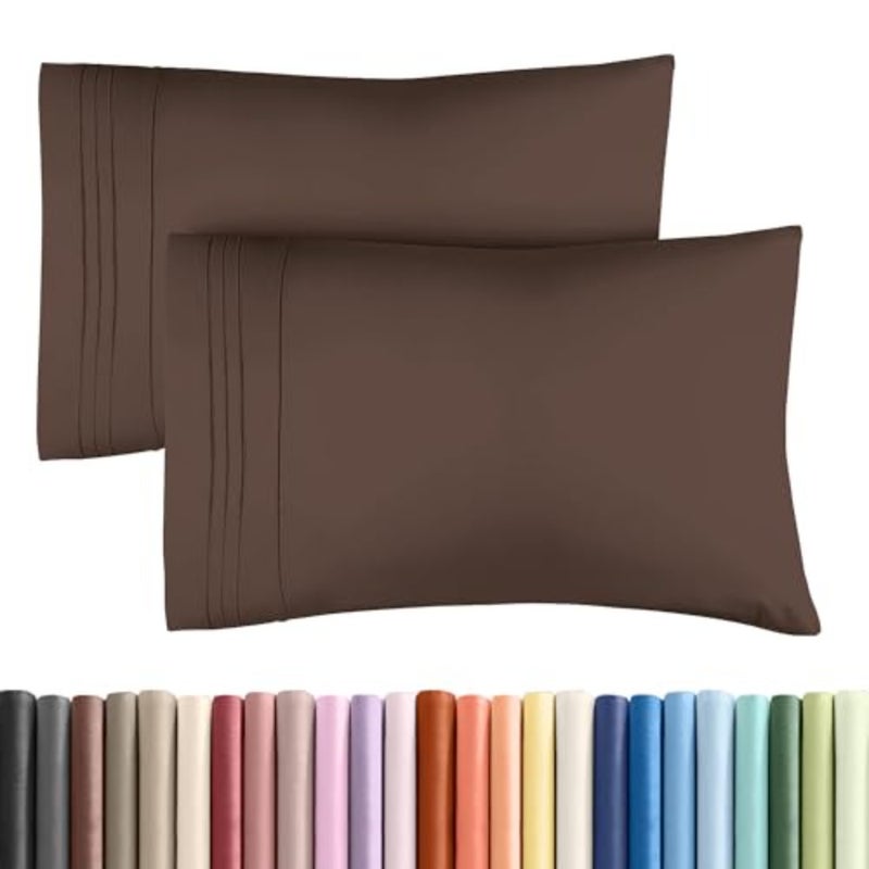 Pillow Cases Set of 2 - Ultra Soft Hotel Quality Pillowcase Covers - Comfy, Cozy and Wrinkle Free - Shrinkage, Stain and Fade Resistant - Machine Washable Pillow Protectors - 2 Pcs Set - Brown - Image 1