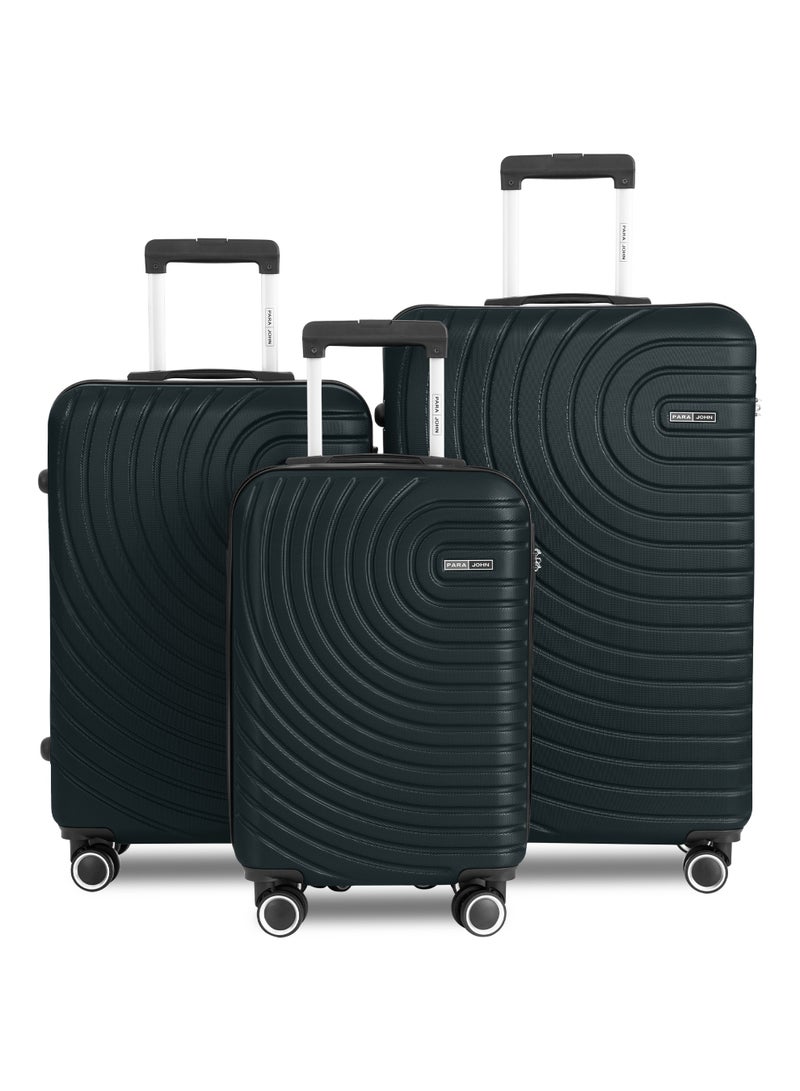 PARAJOHN Spiral 3-Piece Lightweight ABS Hard Shell Luggage Set – 20" Cabin (10kg), 24" Medium (20kg) & 28" Large (30kg) Trolley Bags with 4 Spinner Wheels & TSA Lock, Army Green - Image 1