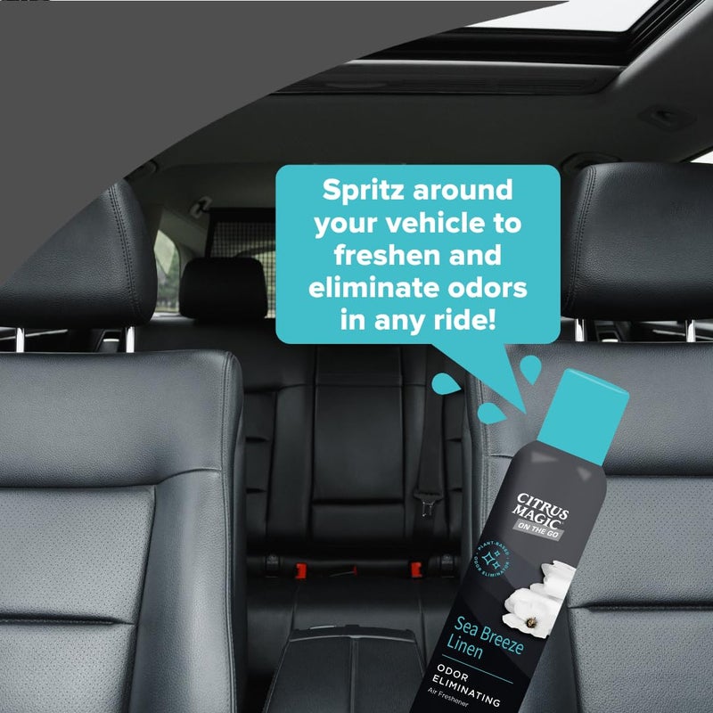 Citrus Magic On The Go Odor Eliminating Air Freshener Spray for Auto, Sea Breeze Linen, 8-Ounce, Pack of 2 - Image 3