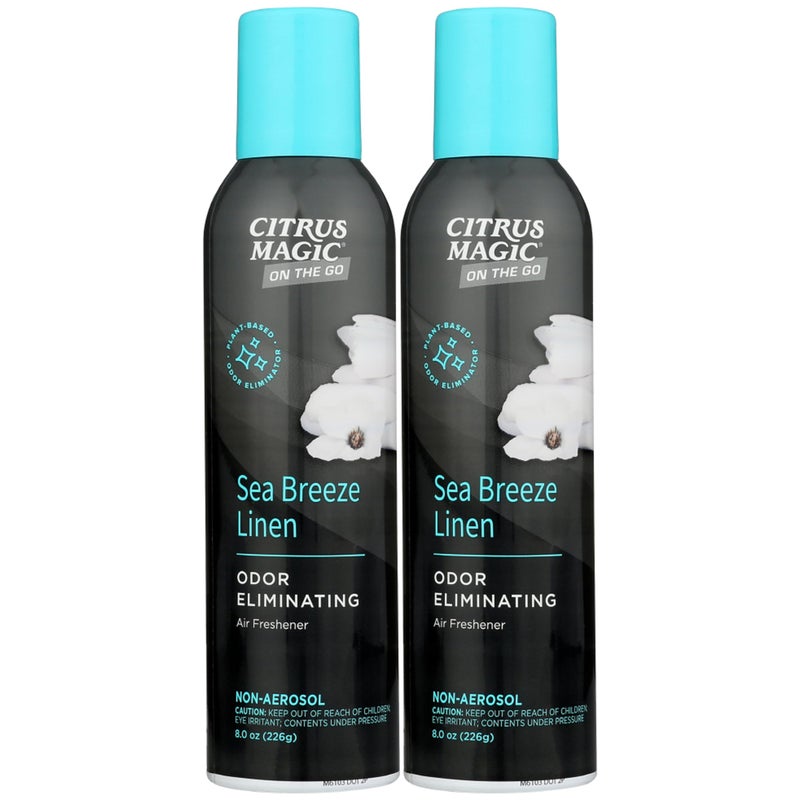 Citrus Magic On The Go Odor Eliminating Air Freshener Spray for Auto, Sea Breeze Linen, 8-Ounce, Pack of 2 - Image 1