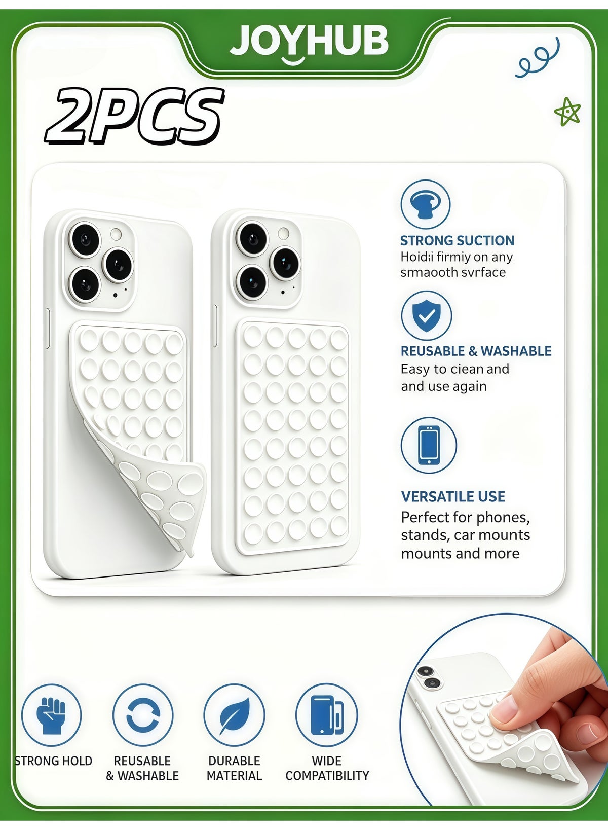 joyhub Joyhub 2 Pack Clear Silicone Suction Phone Back Stickers ZABA791F5A9C605A21192Z