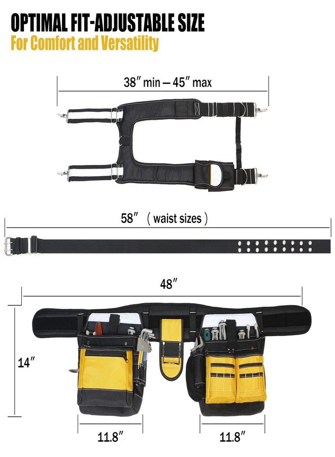 TooCust Tool Belt with Suspenders - 32 Pockets, 1680D Ballistic Material, Reflective Strips for Safety - Heavy Duty Tool Belts Suspenders for Men, Ideal for Electricians and Carpenters - Image 3