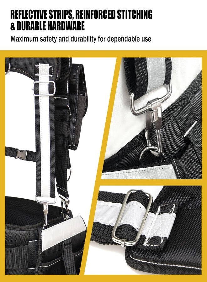 TooCust Tool Belt with Suspenders - 32 Pockets, 1680D Ballistic Material, Reflective Strips for Safety - Heavy Duty Tool Belts Suspenders for Men, Ideal for Electricians and Carpenters - Image 5
