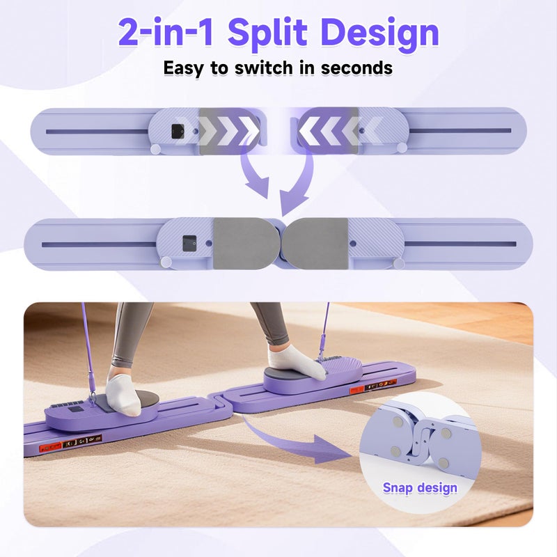 COSIEST Upgraded Split-Design Pilates Board, Foldable 2-in-1 Reformer for Solo & Partner Workouts, Full Body Home Gym Equipment for Core, Abs, Glutes, Strength Training with Resistance Bands & Roller - Image 3