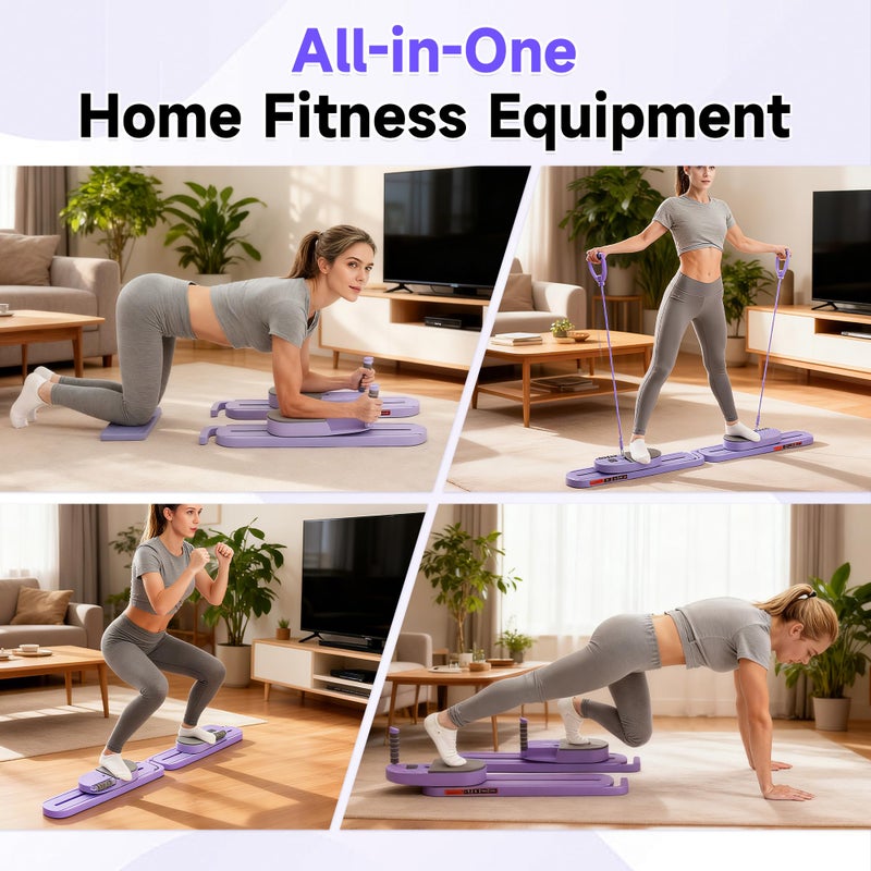 COSIEST Upgraded Split-Design Pilates Board, Foldable 2-in-1 Reformer for Solo & Partner Workouts, Full Body Home Gym Equipment for Core, Abs, Glutes, Strength Training with Resistance Bands & Roller - Image 2