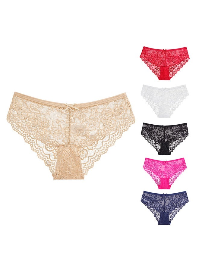 Zeemey 6 Pack Womens Underwear Lace Sort Bikini Breathable Panties Low Rise Hipster Ladies Panties - Image 2