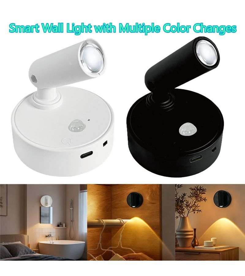 Black Dimmable Rotating Wall Light With 3 Modes Magnetic Mounting Reading Lamp - Image 4